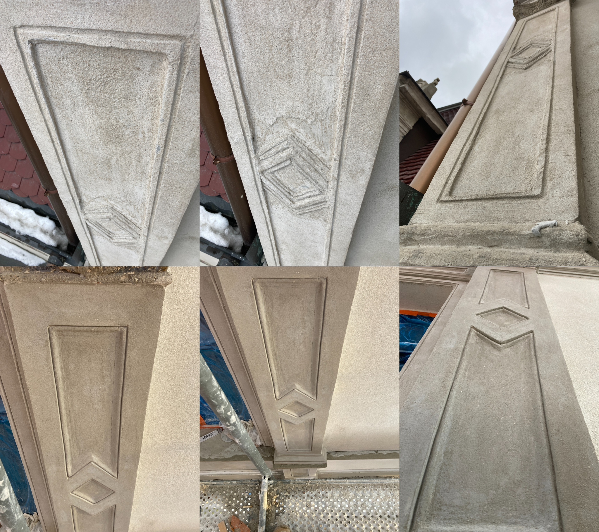 „Rekonstrukcja pilastra elewacyjnego z płycinami – w trakcie prac